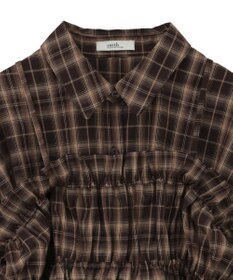 earth music&ecology SET2点チェック柄シャーリングビスチェ＋シャツ