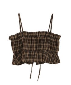 earth music&ecology SET2点チェック柄シャーリングビスチェ＋シャツ