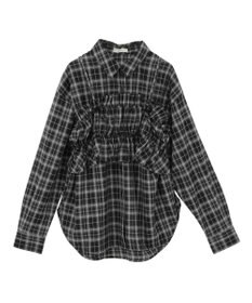 earth music&ecology SET2点チェック柄シャーリングビスチェ＋シャツ