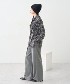 earth music&ecology SET2点チェック柄シャーリングビスチェ＋シャツ