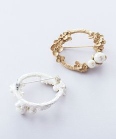 Pisceans フローラル&コットンパールブローチ