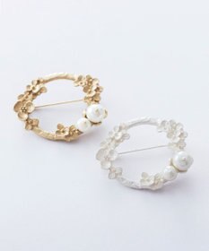 Pisceans フローラル&コットンパールブローチ