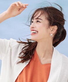 Tiaclasse 捻じりフープパール付きピアス