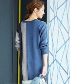 Tiaclasse 【洗える】配色ニットチュニック