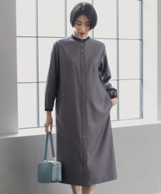 J.PRESS LADIES L 【洗える】T/Rウォッシャブルギャバ バンドカラー ワンピース
