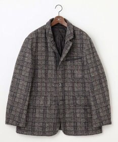 JOSEPH ABBOUD 【キングサイズ・イタリア素材/軽量/中綿キルト裏地】スライバーチェックジャージー ジャケット