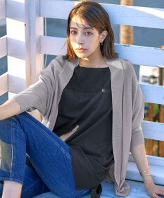 Tiaclasse L 【洗える】シアーコンビチュニックブラウス