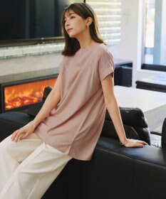 Tiaclasse L 【洗える】シアーコンビチュニックブラウス