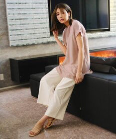 Tiaclasse L 【洗える】シアーコンビチュニックブラウス