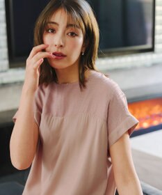 Tiaclasse L 【洗える】シアーコンビチュニックブラウス