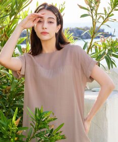 Tiaclasse L 【洗える】シアーコンビチュニックブラウス