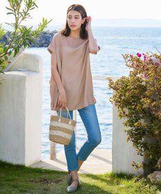 Tiaclasse L 【洗える】シアーコンビチュニックブラウス