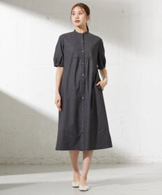 J.PRESS LADIES 【洗える】麻ポリエステルストレッチ ワンピース
