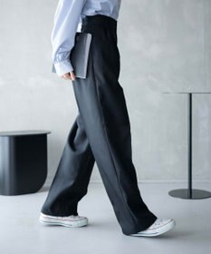 WEGO 【手洗い可】ハイウエストセンタープレスワイドパンツ