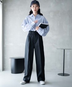 WEGO 【手洗い可】ハイウエストセンタープレスワイドパンツ