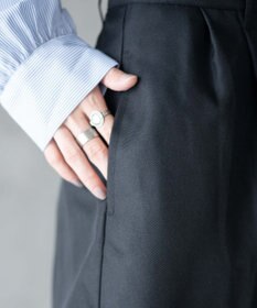 WEGO 【手洗い可】ハイウエストセンタープレスワイドパンツ