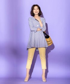 Tiaclasse 【洗える】美脚効果の高いスリットテーパードパンツ