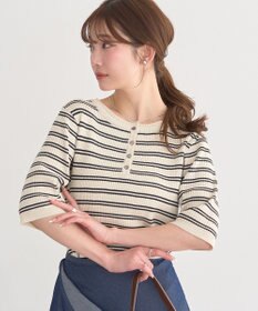 earth music&ecology ヘンリーネック半袖ニットプルオーバー