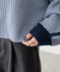 WEGO 2ラインハーフジップニットプルオーバー