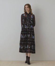 GRACE CONTINENTAL フラワープリントティアードワンピース