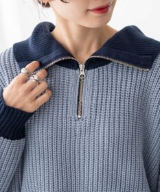 WEGO 2ラインハーフジップニットプルオーバー