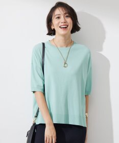 自由区 【接触冷感・UVカット・WEB限定カラーあり】クレープストレッチプルオーバー ニット アクア