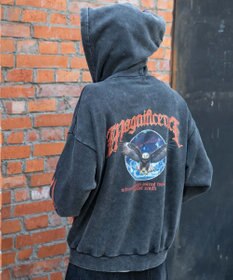 WEGO 【ユニセックス着用ITEM/MLサイズ展開】パウダーブリーチグラフィックZIPパーカー