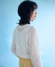 組曲 【前後着用可】コットンフラワーレーシー カーディガン