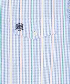 J.PRESS MEN 【KING SIZE 】【吸水速乾 / 接触冷感 / 高通気性】Aero Weave クールマックスサッカー ストライプ シャツ / B.D.