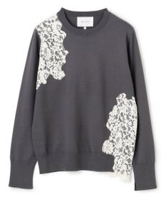 BEIGE， 【ご好評により新色追加！洗える】WILLOW / アシンメトリーレースクルーネックニット