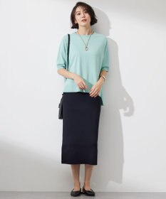 自由区 【接触冷感・UVカット・WEB限定カラーあり】クレープストレッチプルオーバー ニット