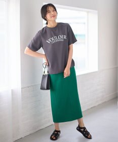 ANY L 【ウエストゴム】カットジョーゼットタイトスカート