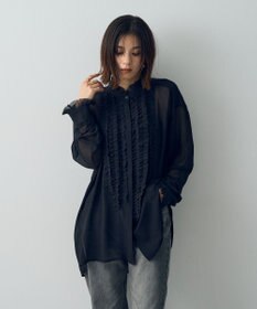 YECCA VECCA フリルデザインロングシャツ