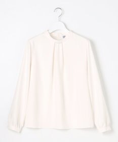 J.PRESS LADIES L 【洗える】ヌーディスバックサテン スタンドカラー ブラウス