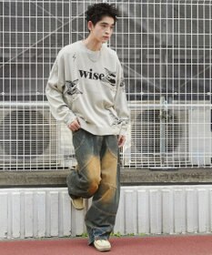 WEGO 【ユニセックス着用ITEM】ダメージジャガードニットプルオーバー