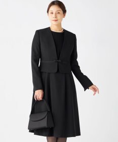 組曲 NOIR 【洗える】ウォッシャブルストレッチバックサテン ジャケット＋ワンピース