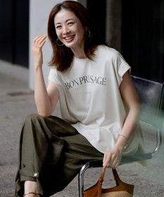 23区 L 【接触冷感/洗える】BON-PRESAGE ロゴ フレンチスリーブ Tシャツ