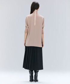 BEIGE， 【洗える】FLEUR / ニットコンビハイネック半袖ブラウス