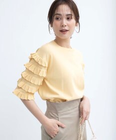 組曲 S 【WEB限定カラーあり】MINA 袖フリルニットプルオーバー