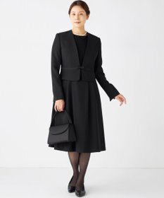 組曲 NOIR 【洗える】ウォッシャブルストレッチバックサテン ジャケット＋ワンピース