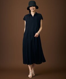 自由区 【カタログ掲載・WEB限定カラーあり】シアーラミーローンスキッパーシャツ ワンピース
