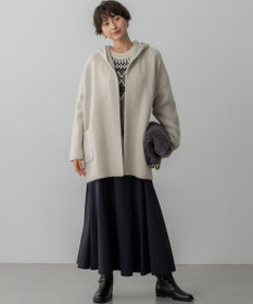 洗える】ラクーンブレンドダブルフェイス フーディー ニット