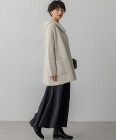 23区 【洗える】ラクーンブレンドダブルフェイス フーディー ニットカーディガン