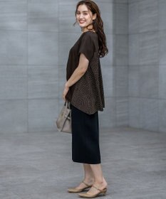 23区 L 【Lサイズ限定/洗える】スカーフプリントコンビ バックフレア カットソー