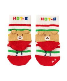 MIKI HOUSE HOT BISCUITS 【9-17cm】 かかと顔　ボーダーソックス
