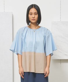 J.PRESS YORK STREET 【WOMEN】バイカラーギャザー ブラウス