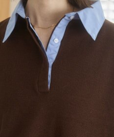 WEGO 【ANGIE VINTAGE】シャツ襟 ドッキング　フェイクレイヤード ニット トップス