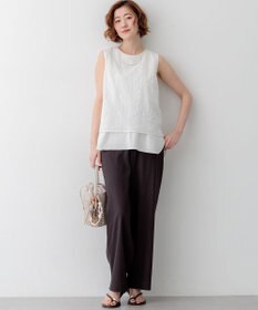 23区 【先行予約】シアーチェックレイヤード スリーブレス Tブラウス