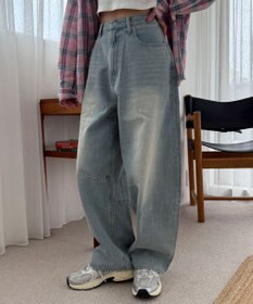 WEGO サマーデニムバレルレッグパンツ