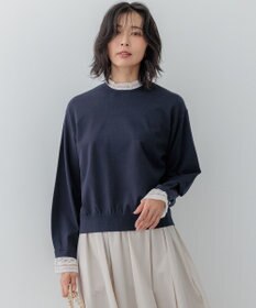 23区 S 【洗える】ヴィスコースストレッチ レースコンビ ニット